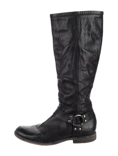 Pre-owned Frye Leather Riding Boots In Black
