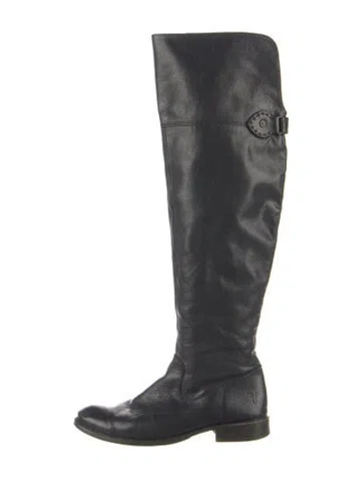 Pre-owned Frye Leather Riding Boots In Black