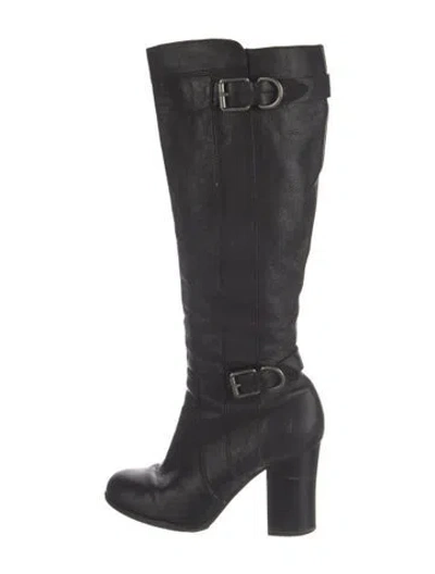 Pre-owned Frye Leather Riding Boots In Black