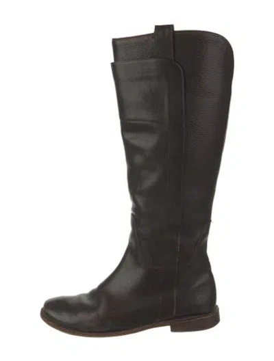 Pre-owned Frye Leather Riding Boots In Black