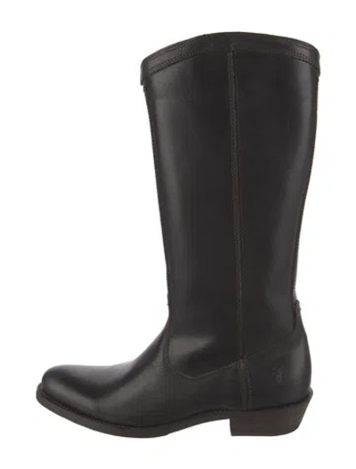 Pre-owned Frye Leather Riding Boots In Black