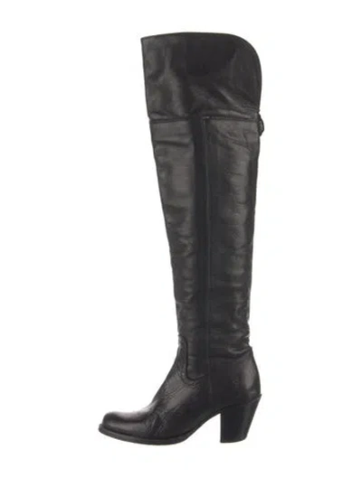 Pre-owned Frye Leather Riding Boots In Black