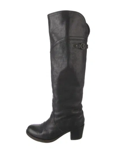 Pre-owned Frye Leather Riding Boots In Black