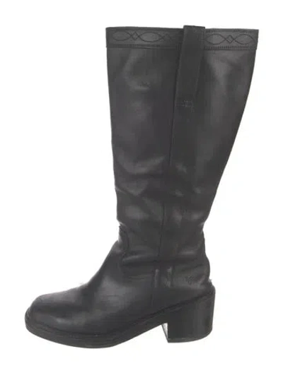 Pre-owned Frye Leather Riding Boots In Black