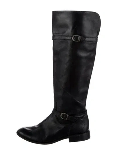 Pre-owned Frye Leather Riding Boots In Black