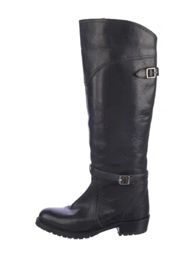 Pre-owned Frye Leather Riding Boots In Black