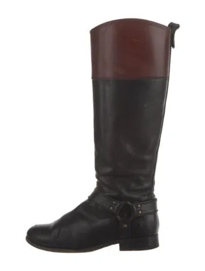 Pre-owned Frye Leather Riding Boots In Black
