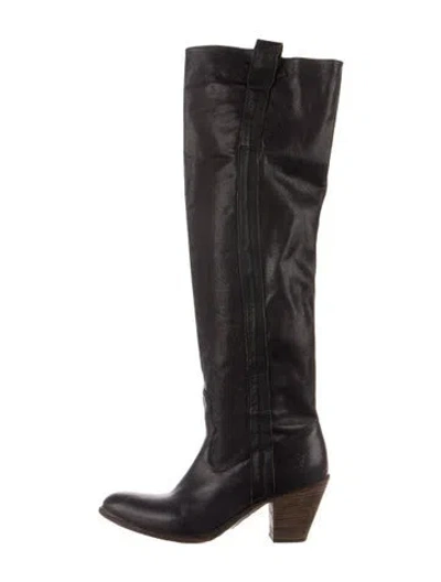 Pre-owned Frye Leather Riding Boots In Black