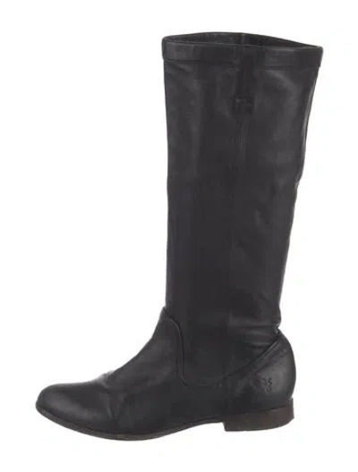 Pre-owned Frye Leather Riding Boots In Black