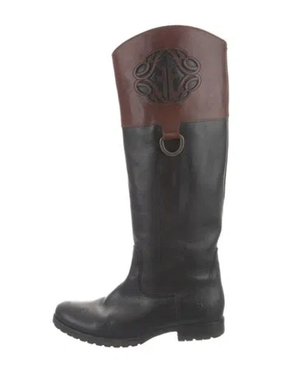 Pre-owned Frye Leather Riding Boots In Black