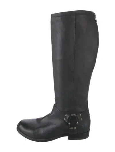 Pre-owned Frye Leather Riding Boots In Black