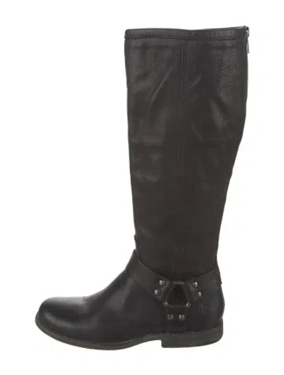 Pre-owned Frye Leather Riding Boots In Black