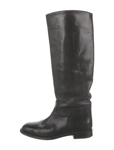 Pre-owned Frye Leather Riding Boots In Black