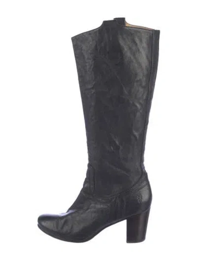 Pre-owned Frye Leather Riding Boots In Black