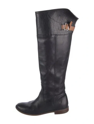 Pre-owned Frye Leather Riding Boots In Black