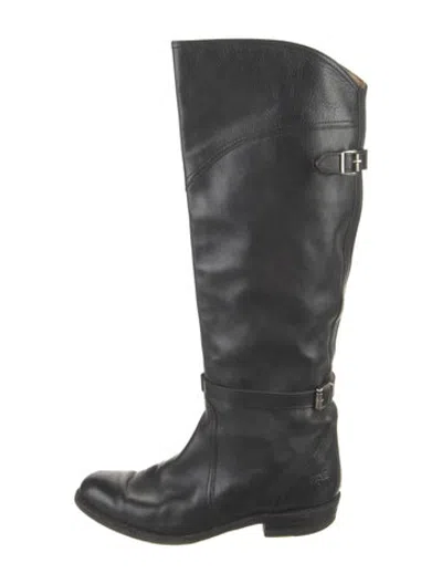 Pre-owned Frye Leather Riding Boots In Black