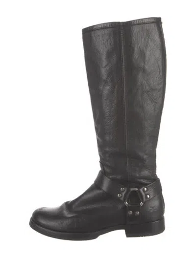 Pre-owned Frye Leather Riding Boots In Black