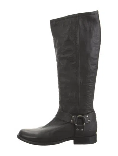 Pre-owned Frye Leather Riding Boots In Black