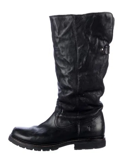 Pre-owned Frye Leather Riding Boots In Black