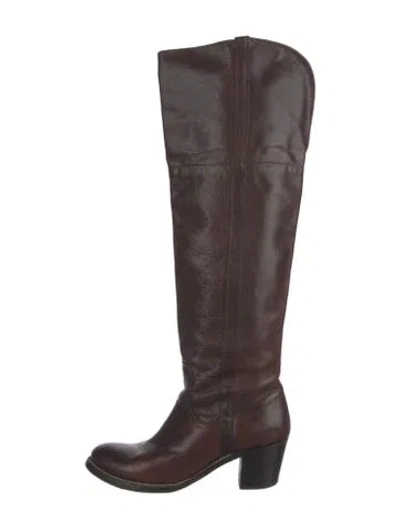 Pre-owned Frye Leather Riding Boots In Brown
