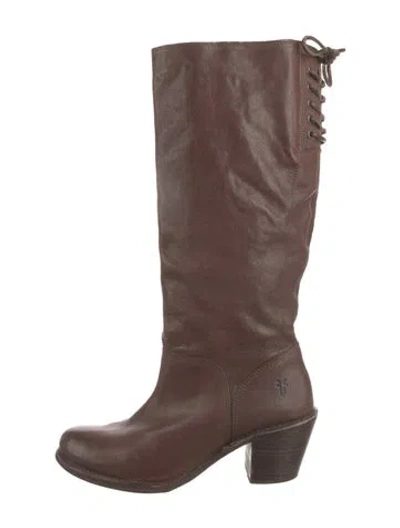 Pre-owned Frye Leather Riding Boots In Brown