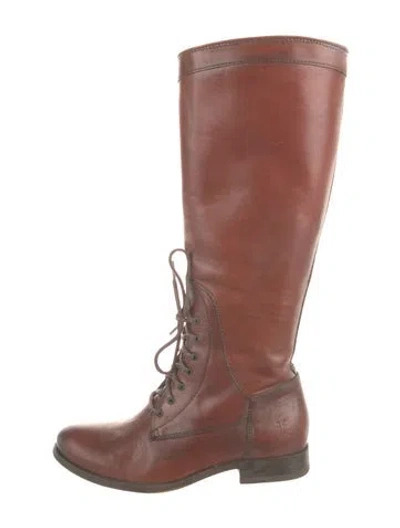 Pre-owned Frye Leather Riding Boots In Brown