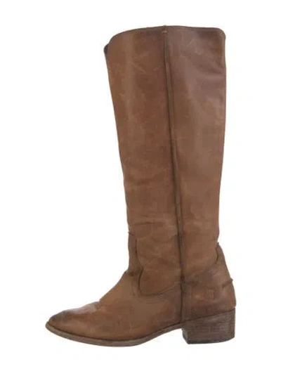 Pre-owned Frye Leather Riding Boots In Brown