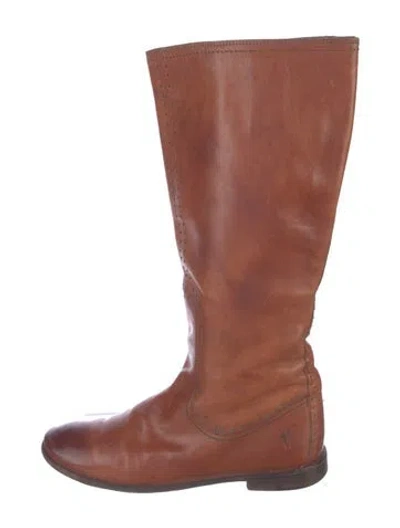 Pre-owned Frye Leather Riding Boots In Brown