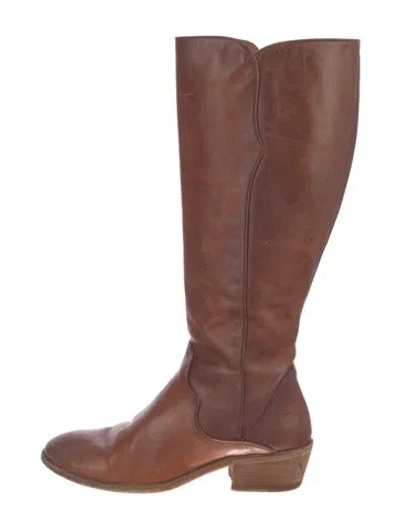 Pre-owned Frye Leather Riding Boots In Brown