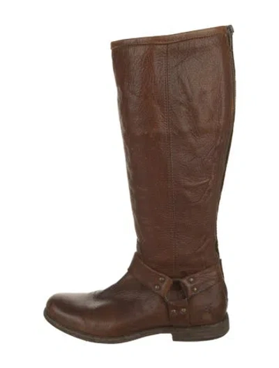 Pre-owned Frye Leather Riding Boots In Brown