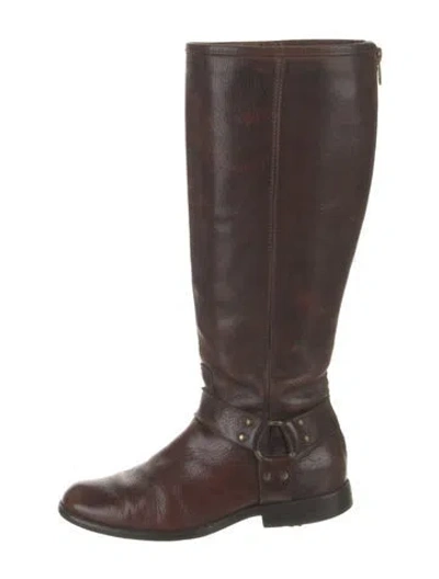 Pre-owned Frye Leather Riding Boots In Brown