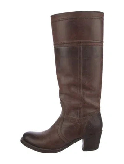 Pre-owned Frye Leather Riding Boots In Brown