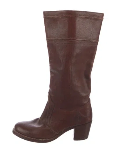 Pre-owned Frye Leather Riding Boots In Brown