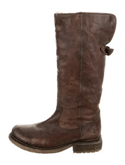 Pre-owned Frye Leather Riding Boots In Brown