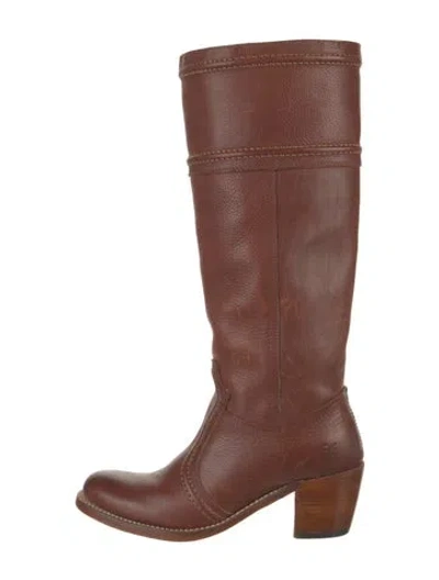 Pre-owned Frye Leather Riding Boots In Brown