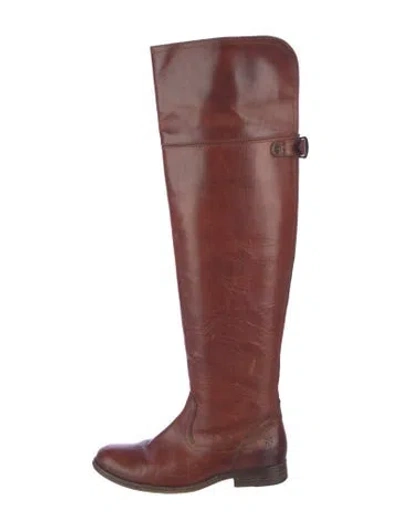 Pre-owned Frye Leather Riding Boots In Brown