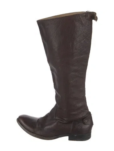 Pre-owned Frye Leather Riding Boots In Brown