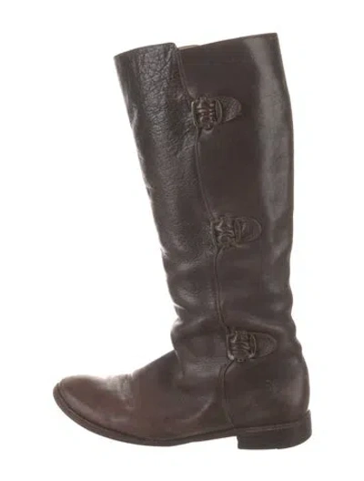 Pre-owned Frye Leather Riding Boots In Brown