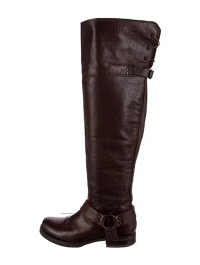 Pre-owned Frye Leather Riding Boots In Brown