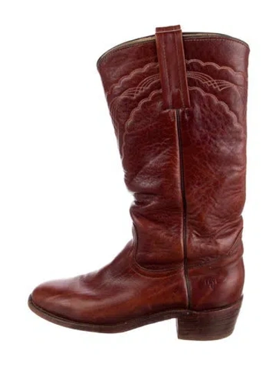Pre-owned Frye Leather Riding Boots In Brown