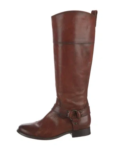 Pre-owned Frye Leather Riding Boots In Brown