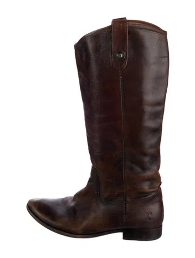 Pre-owned Frye Leather Riding Boots In Brown