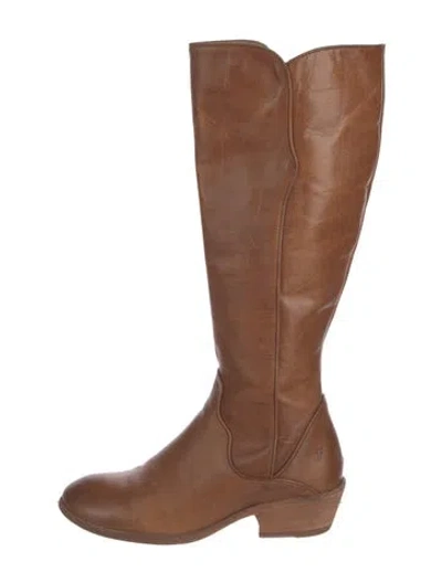 Pre-owned Frye Leather Riding Boots In Brown