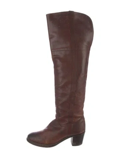 Pre-owned Frye Leather Riding Boots In Brown