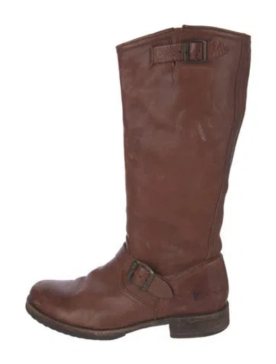 Pre-owned Frye Leather Riding Boots In Brown