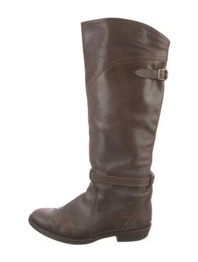 Pre-owned Frye Leather Riding Boots In Brown