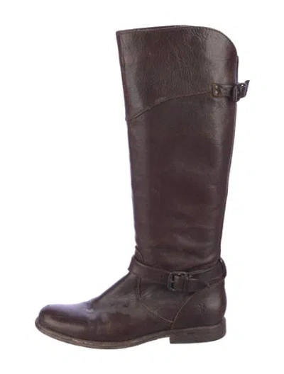 Pre-owned Frye Leather Riding Boots In Brown