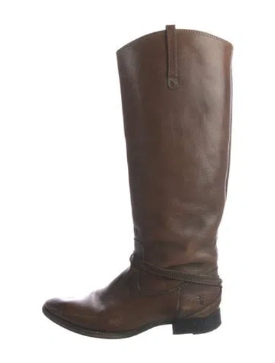 Pre-owned Frye Leather Riding Boots In Brown