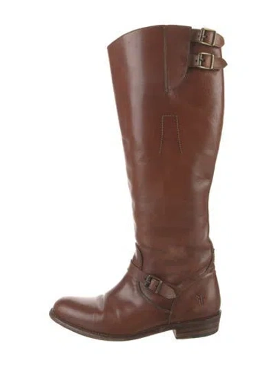 Pre-owned Frye Leather Riding Boots In Brown