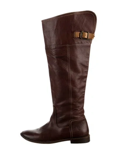Pre-owned Frye Leather Riding Boots In Brown